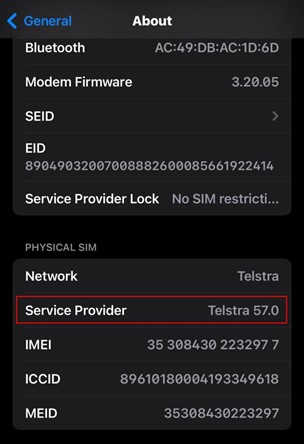 Screenshot: Service provider