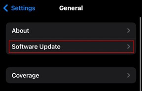 Screenshot: Software update